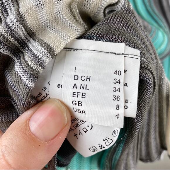 M by Missoni Turquoise and Gray Striped Knit Skirt Sz 4 - Picture 6 of 7